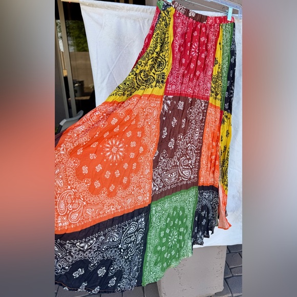 Dressed In Lala Bandana Baby Skirt Colorful Patchwork Maxi Skirt - XS - Picture 3 of 6